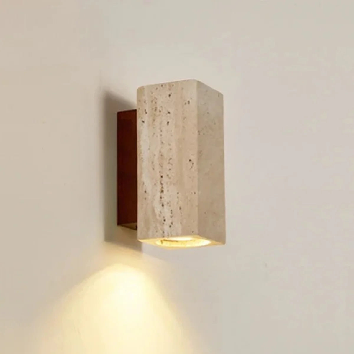 Comprar arandela de parede rustica em pedra natural bidirecional decorativa para quarto e sala barato em promoção.