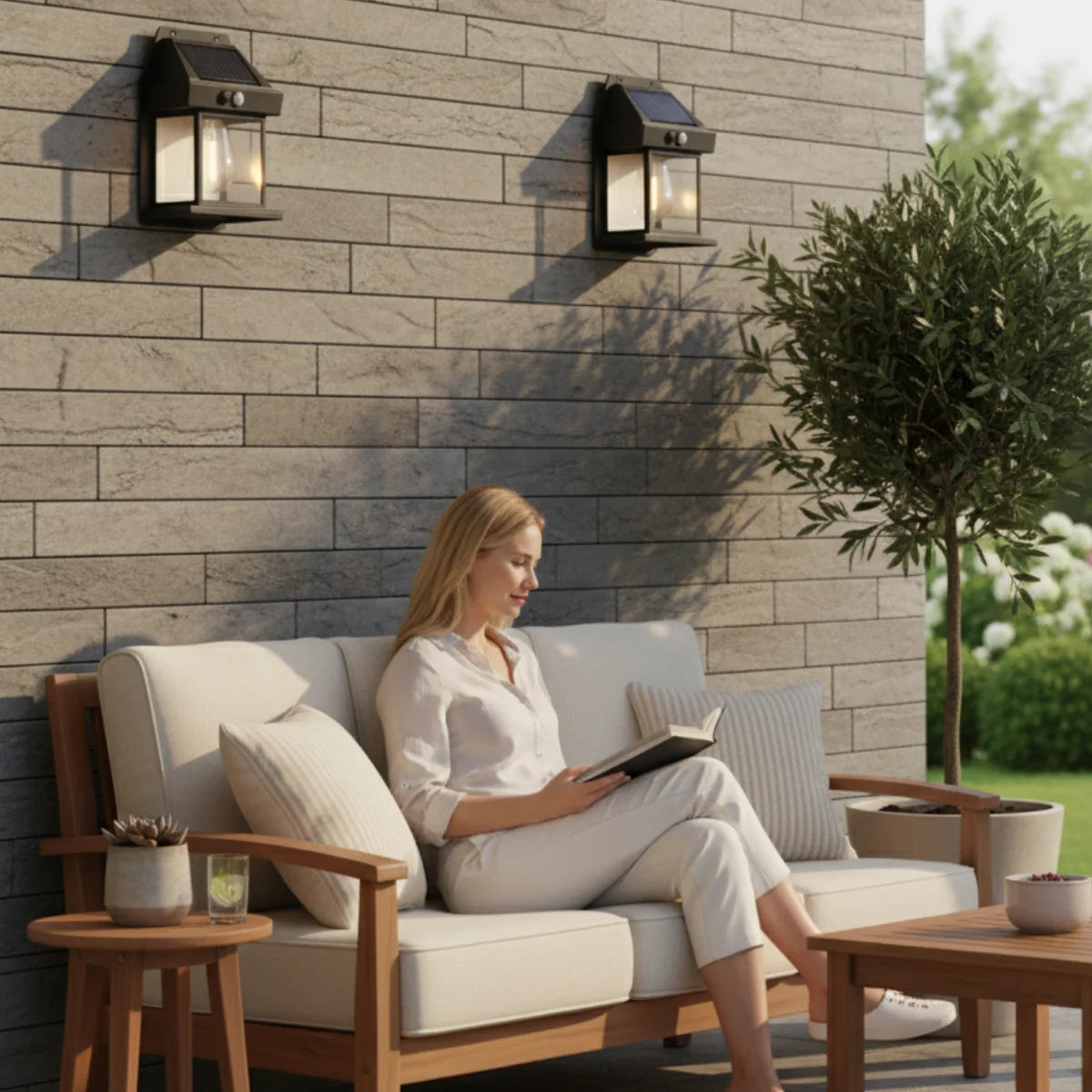 Comprar arandela solar de parede externa colonial com sensor movimento LED impermeável jardim barato em promoção