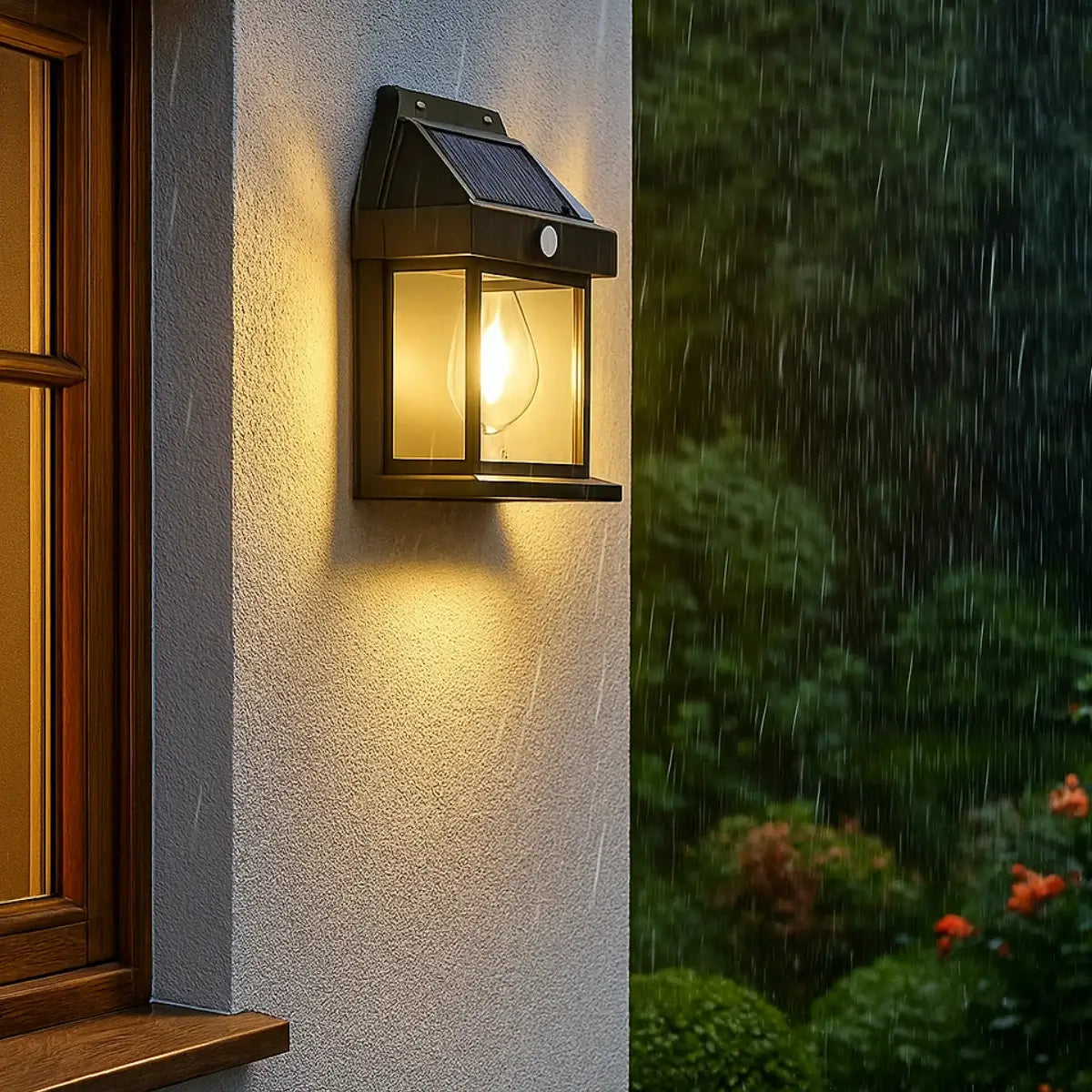 Comprar arandela solar de parede externa colonial com sensor movimento LED impermeável jardim barato em promoção