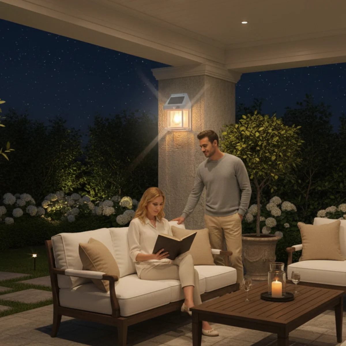 Comprar arandela solar de parede externa colonial com sensor movimento LED impermeável jardim barato em promoção