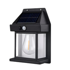 Comprar arandela solar de parede externa colonial com sensor movimento LED impermeável jardim barato em promoção