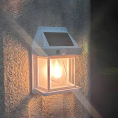 Comprar arandela solar de parede externa colonial com sensor movimento LED impermeável jardim barato em promoção