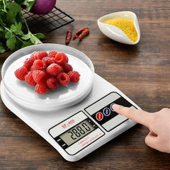 Balança Digital de Precisão 1g a 10kg com Tara, branca, com tela LCD e plataforma de vidro temperado
