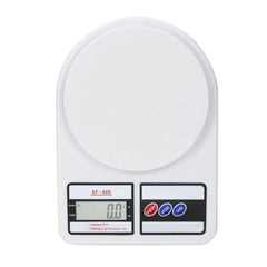 Balança Digital de Precisão 1g a 10kg com Tara, branca, com tela LCD e plataforma de vidro temperado