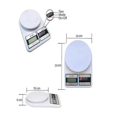 Balança Digital de Precisão 1g a 10kg com Tara, branca, com tela LCD e plataforma de vidro temperado