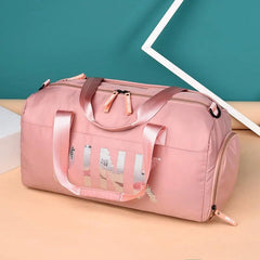 Bolsa de academia feminina impermeável, compartimento para sapatos e zíper resistente