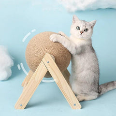 Brinquedo Bola Arranhador de Madeira para Gatos - Sustentável e Eficaz