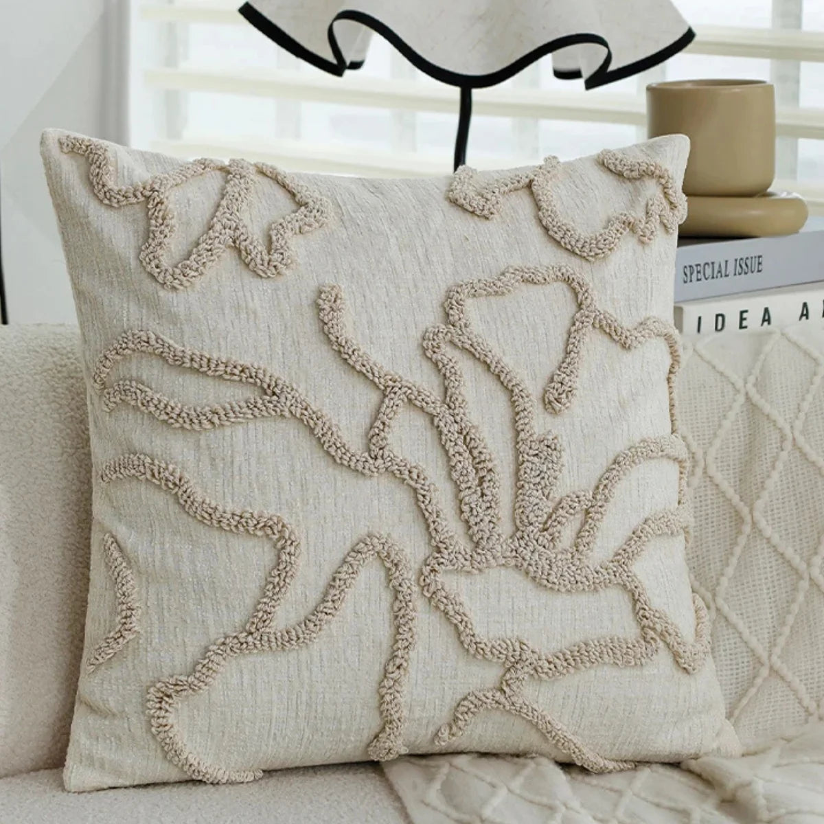 Comprar capa almofada 45x45 decorativa bordada textura relevo algodão sofá sala barato