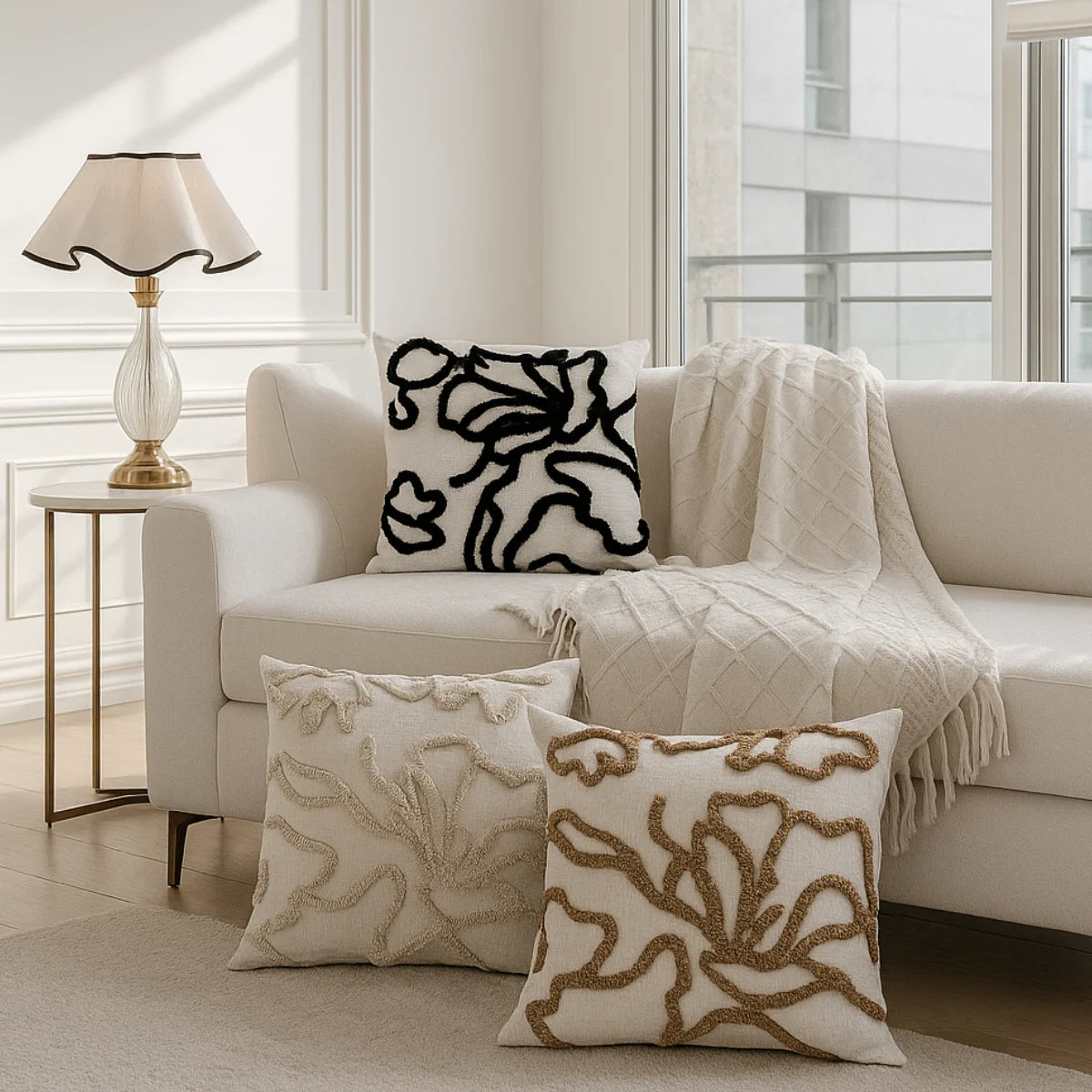 Comprar capa almofada 45x45 decorativa bordada textura relevo algodão sofá sala barato