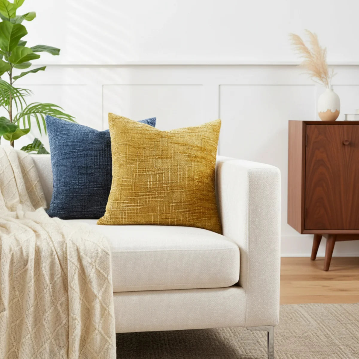 Comprar capa almofada decorativa chenille veludo textura canelada sofá sala luxo barato POLIDEIA