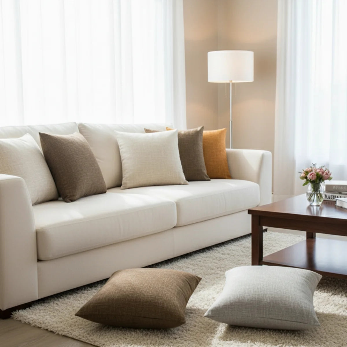 Comprar capa almofada linho textura rústica decorativa sofá sala colorida elegante barato ou em promoção