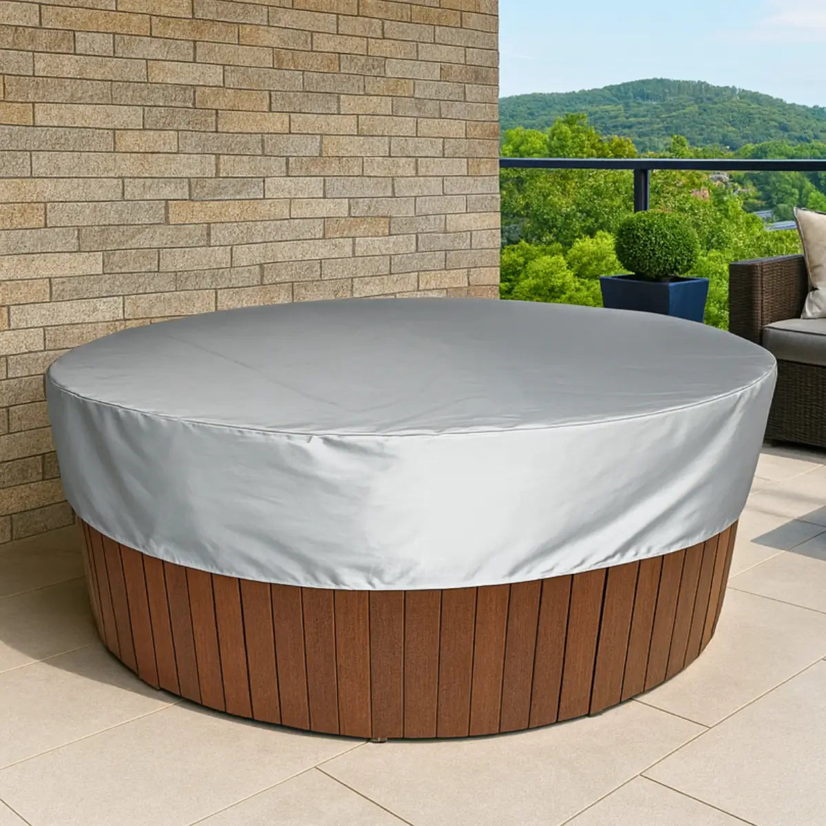 Comprar capa para jacuzzi redonda impermeável 190T proteção UV ajustável spa hidromassagem barato promoção