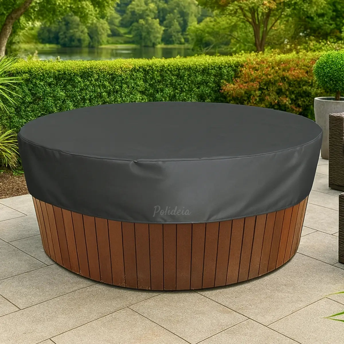 Comprar capa para jacuzzi redonda impermeável 190T proteção UV ajustável spa hidromassagem barato promoção