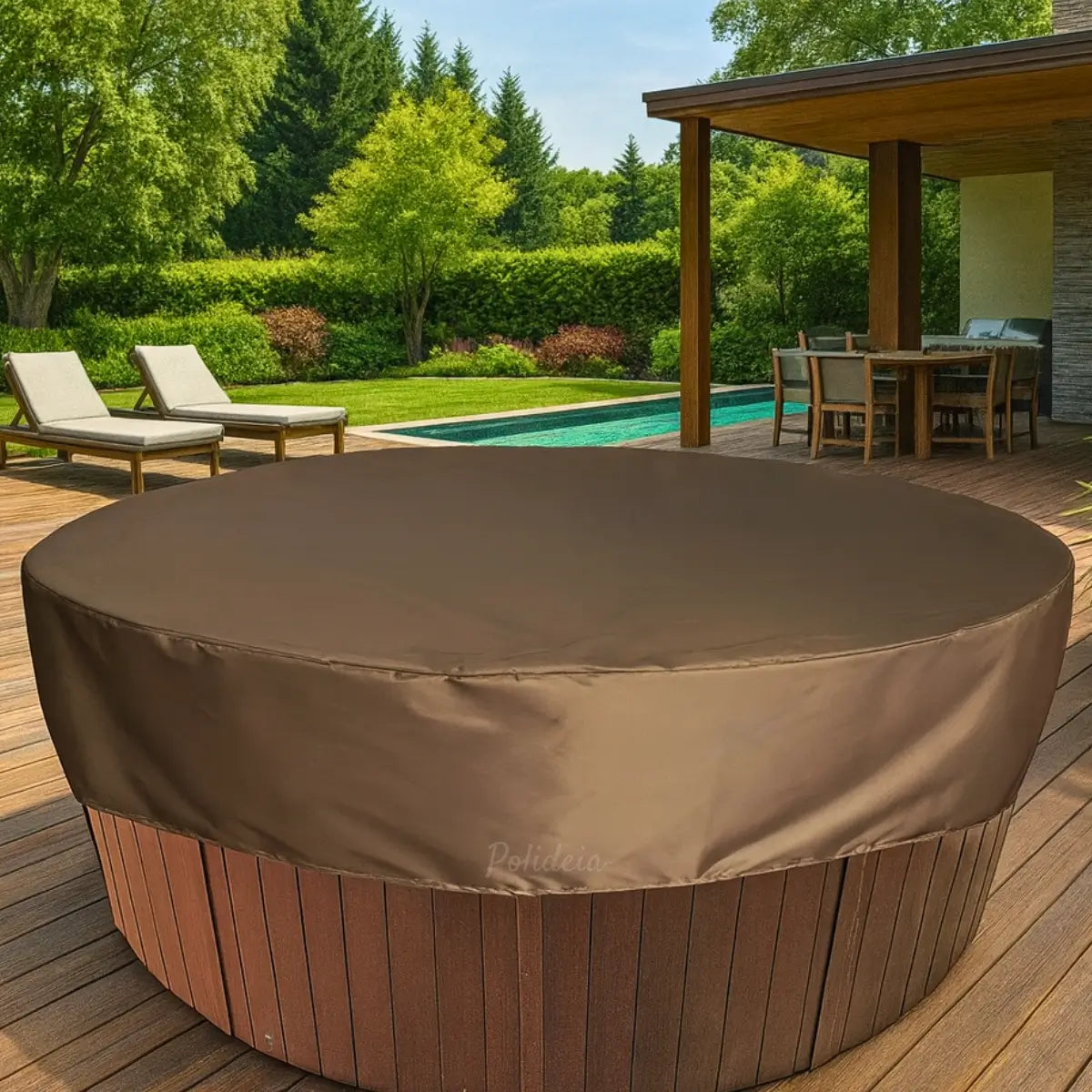 Comprar capa para jacuzzi redonda impermeável 190T proteção UV ajustável spa hidromassagem barato promoção