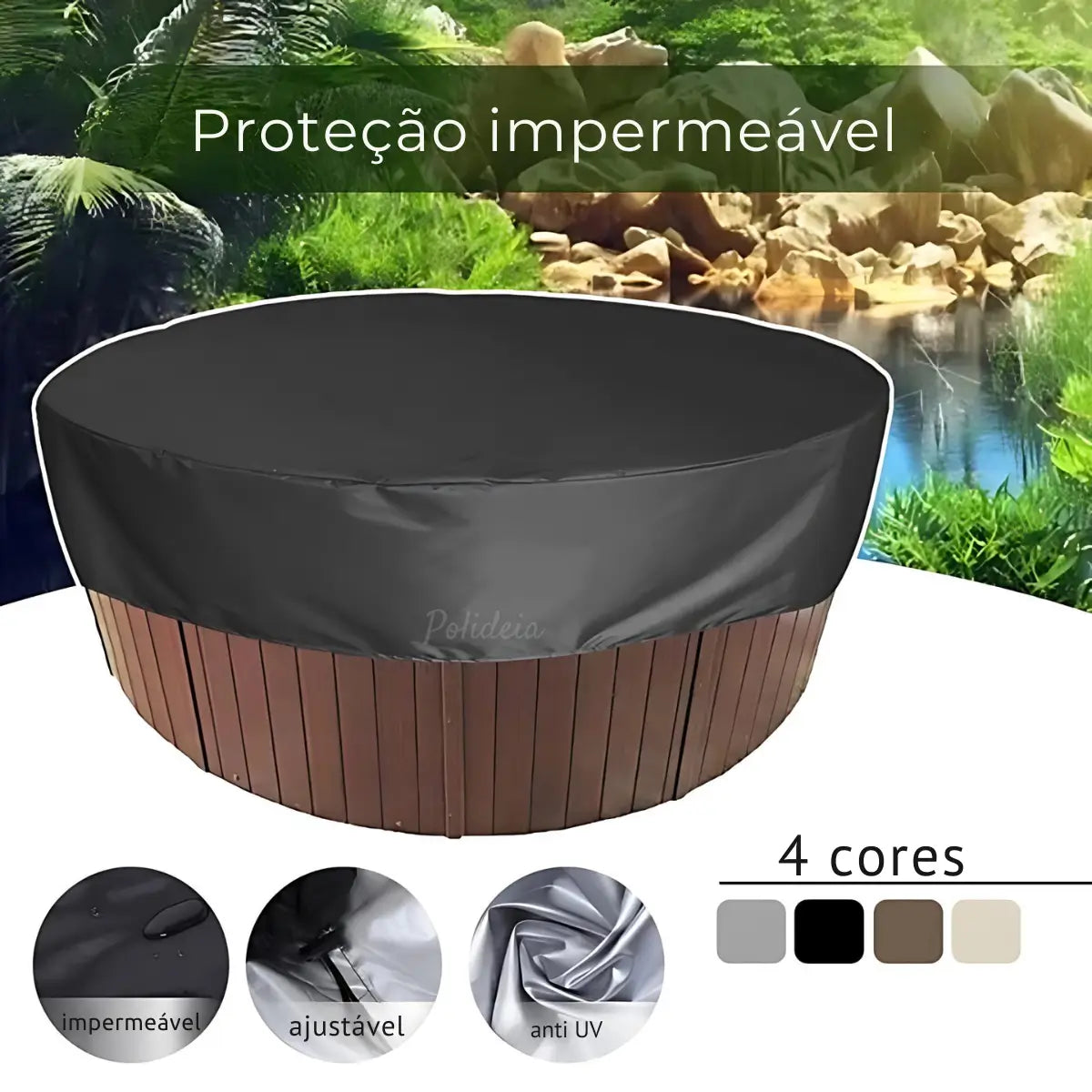 Comprar capa para jacuzzi redonda impermeável 190T proteção UV ajustável spa hidromassagem barato promoção