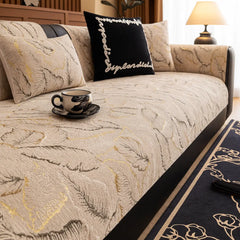 Comprar Capa Para Sofá Moderna Premium antiderrapante design folhagem azul dourado folhas proteção elegante barata promoção