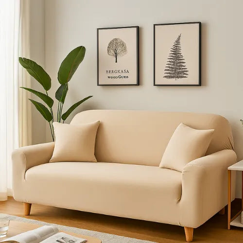 Capa Para Sofá Protetora Elástica 1 2 3 Lugares Universal Lisa - Capa Para Sofá Protetora Elástica 1 2 3 Lugares Universal Lisa - Bege / 1 Lugar 90-140cm - Polideia