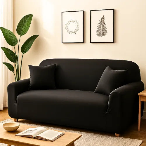 Comprar capa para sofá protetora elástica 1 2 3 lugares preto canto reclinável universal premium barata Polideia
