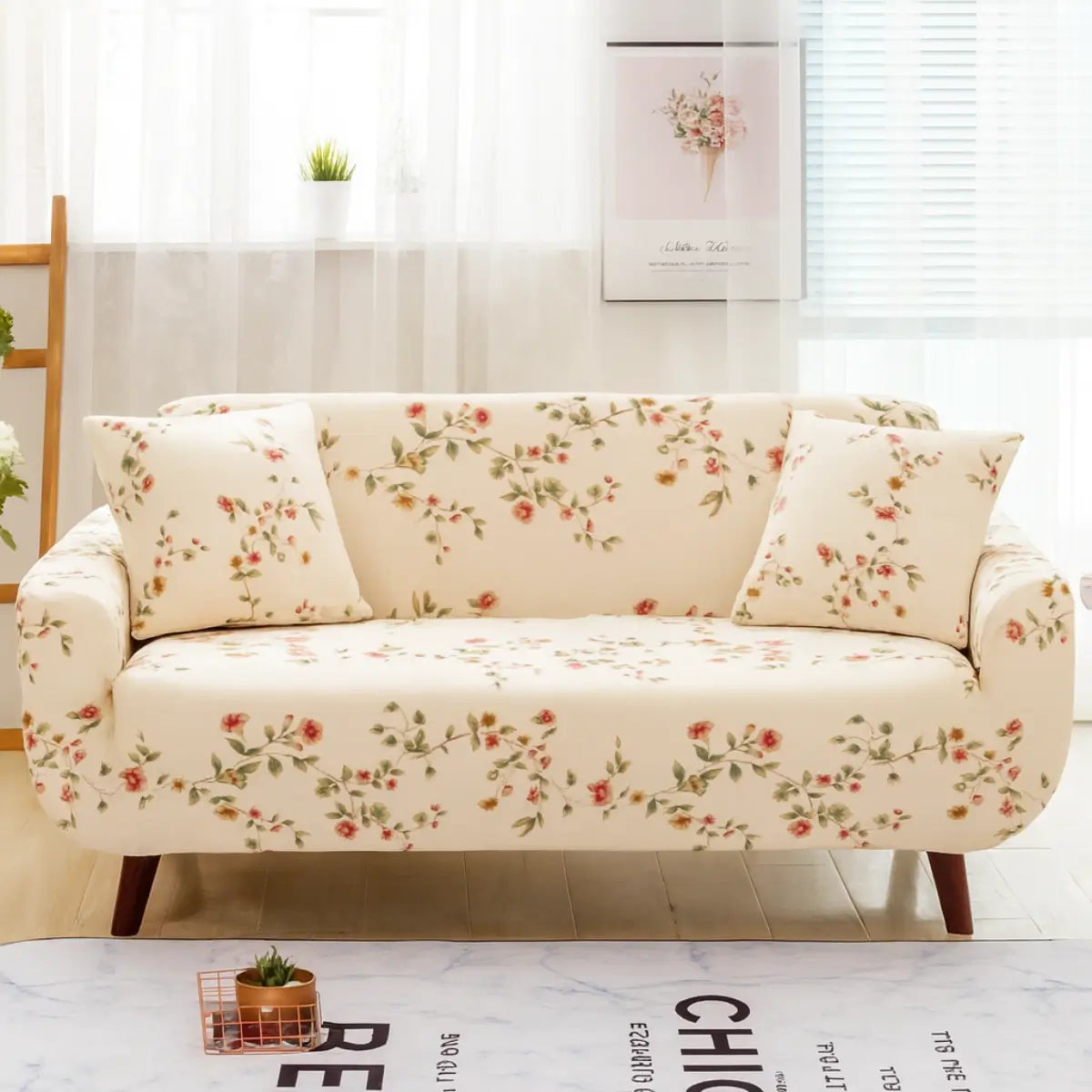 Comprar Capa de Sofá Elástica Universal Floral Ajustável para 2 3 4 lugares proteção decorativa barata