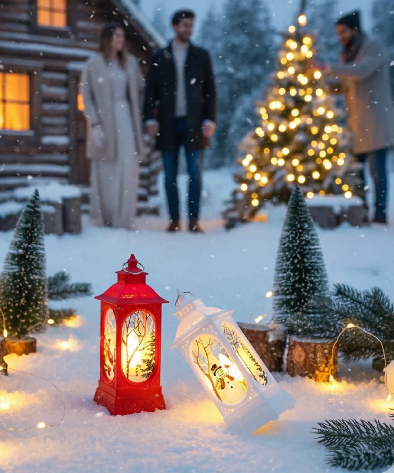  Comprar enfeite de natal LED lanterna decorativa premium para mesa escritório casa ambiente festivo barato promoção
