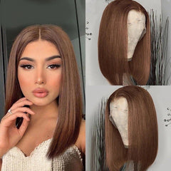Lace Front 100% Cabelo Humano Curto Liso - Polideia
