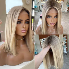 Lace Front 100% Cabelo Humano Curto Liso - Polideia