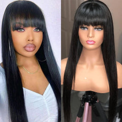 Lace Front 100% Cabelo Humano Longo Liso Franja - Polideia