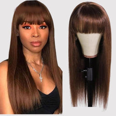 Lace Front 100% Cabelo Humano Longo Liso Franja - Polideia