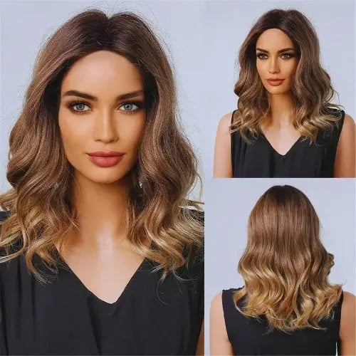 Lace Wig Cabelo Ondulado Médio, estilo sofisticado e versátil, fibra resistente ao calor.