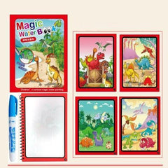 Livro de colorir infantil reutilizável com caneta de água, seguro e ecológico, ideal para desenvolvimento criativo e motor das crianças.