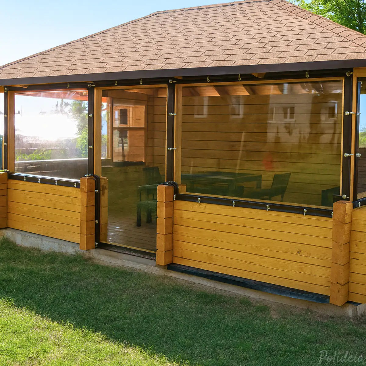 Comprar lona transparente para varanda pergolado 95% transparência impermeável com ilhós proteção chuva vento barata promoção