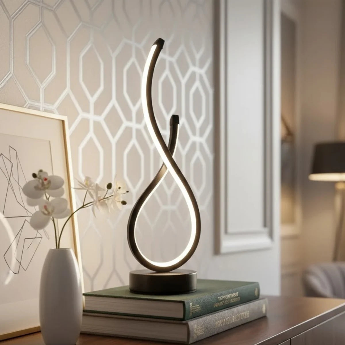 Comprar luminária de mesa LED moderna espiral touch com 3 temperaturas de cor ajustável barato