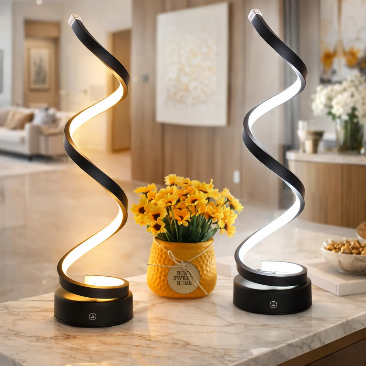 Comprar luminária de mesa LED moderna espiral touch com 3 temperaturas de cor ajustável barato