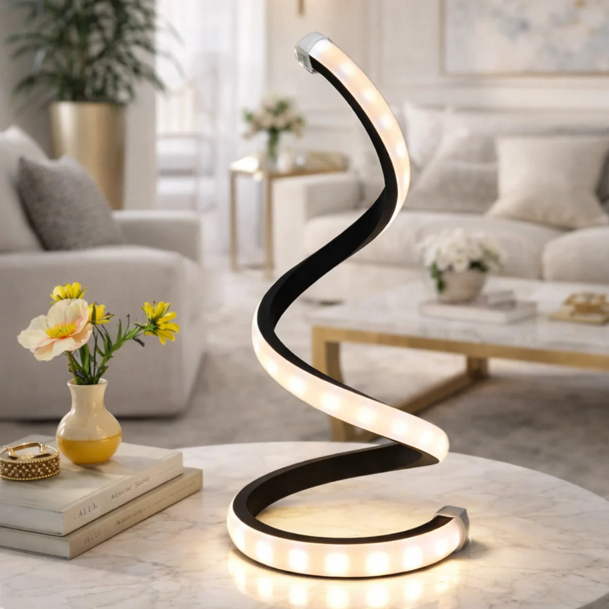 Comprar luminária de mesa LED moderna espiral touch com 3 temperaturas de cor ajustável barato
