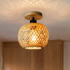 Comprar Luminária de Teto Bambu Natural Artesanal Decorativa para Sala Cozinha Quarto E27 Sustentável barato