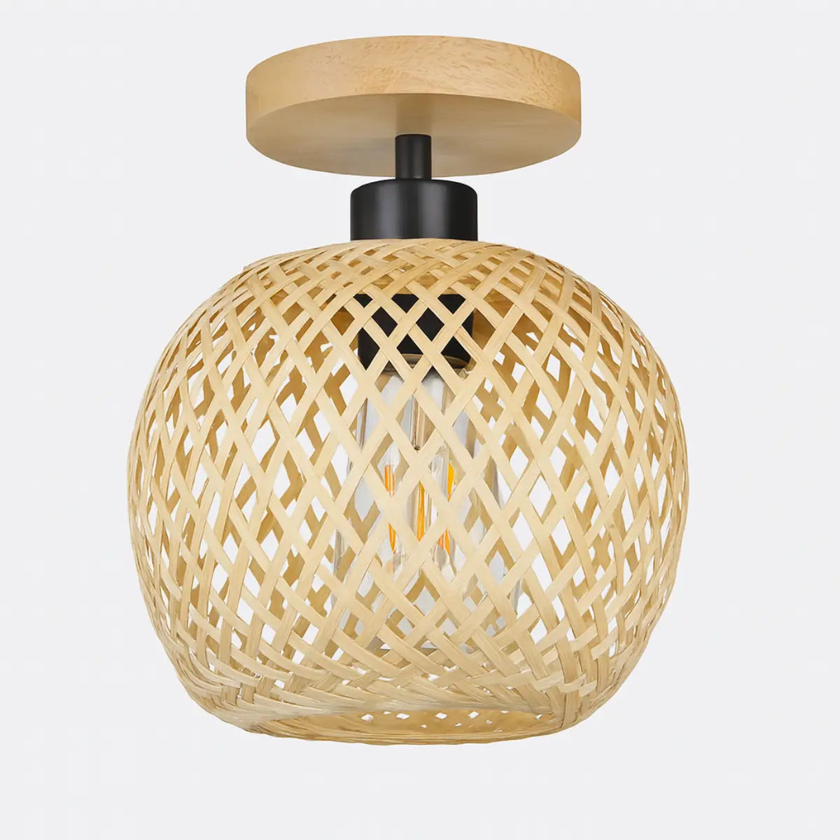 Comprar Luminária de Teto Bambu Natural Artesanal Decorativa para Sala Cozinha Quarto E27 Sustentável barato