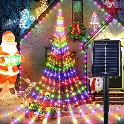 Luzes de Natal Cascata Colorido 180 LED - Energia Sola