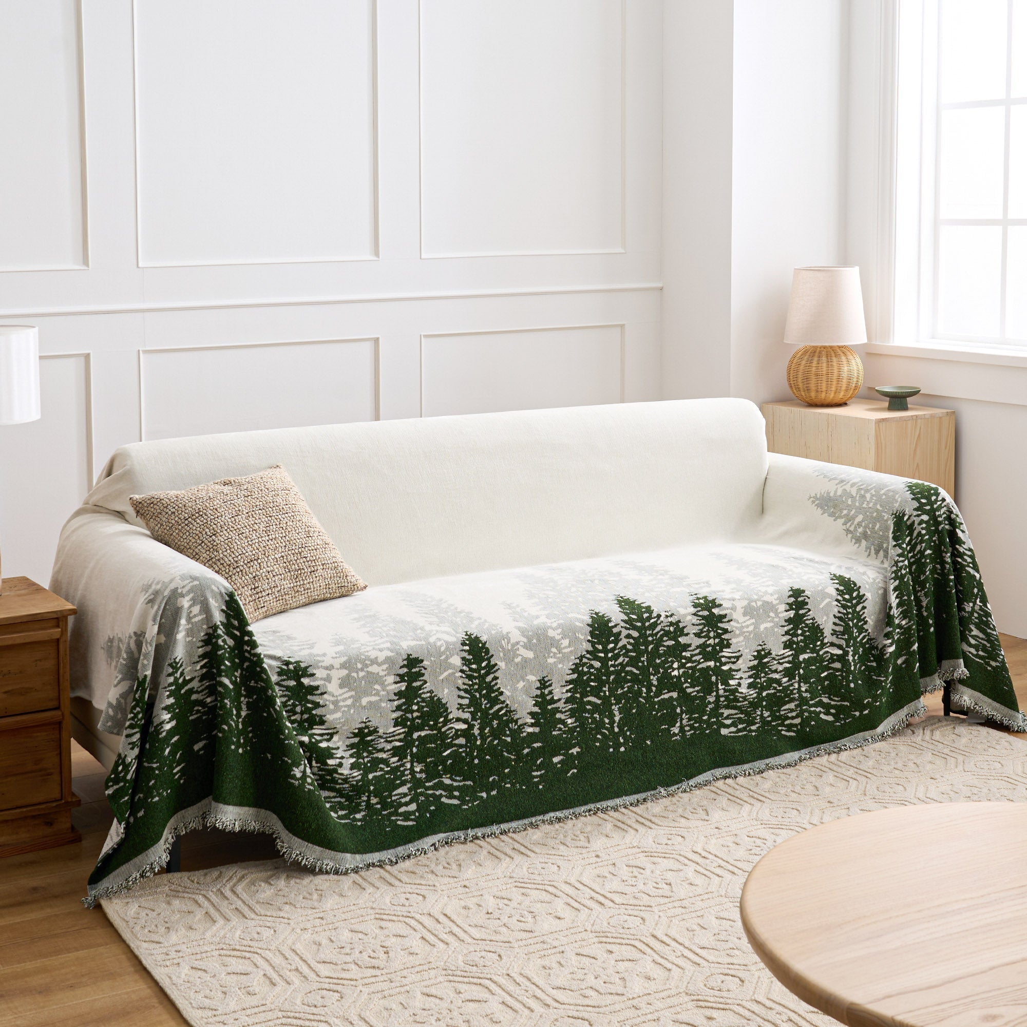 Manta para Sofá Estampada Antiderrapante Decorativa | Forest - Manta para Sofá Estampada Antiderrapante Decorativa | Forest - Cinza / 180 x 130 cm - Polideia