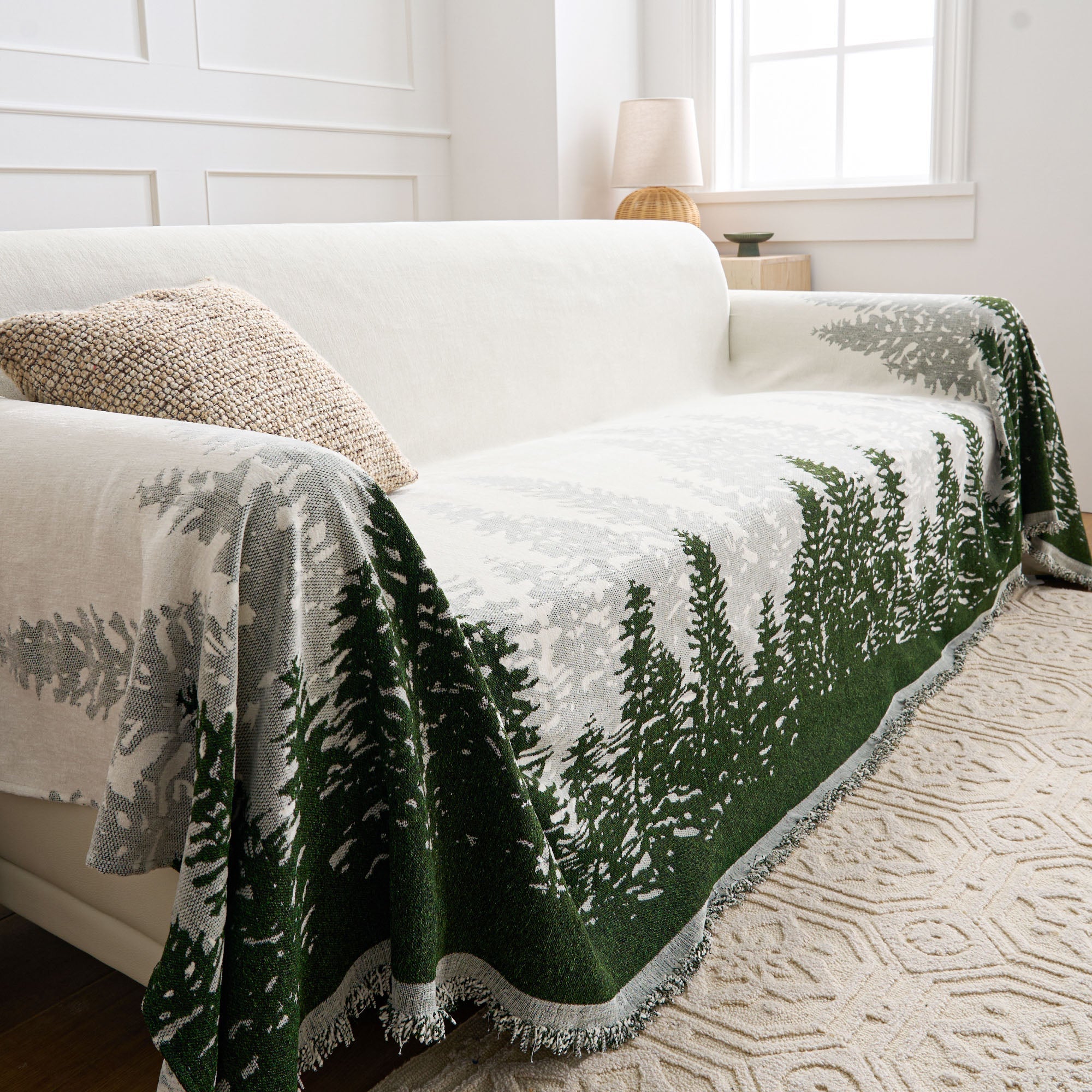 Comprar manta para sofá estampada Chenille verde antiderrapante decorativa proteção móveis casa sala barato promoção Polideia
