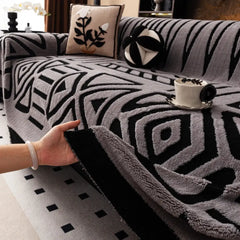 Manta para Sofá Geométrica Pelúcia Decorativa Moderna | Giogina