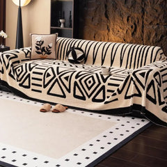 Comprar manta sofá geométrica pelúcia preto bege decorativa moderna proteção estilo premium barato promoção frete grátis