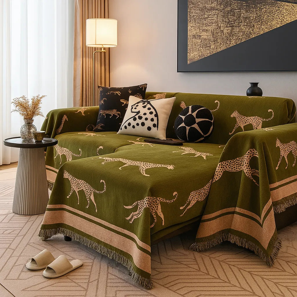 Comprar manta para sofá retrátil estampada leopardo algodão antiderrapante decorativa 3 lugares barata promoção
