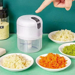 Mini Processador de Alimento Elétrico da Polideia com três lâminas de aço inoxidável e copo transparente de 250l