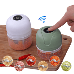 Mini Processador de Alimento Elétrico da Polideia com três lâminas de aço inoxidável e copo transparente de 250l