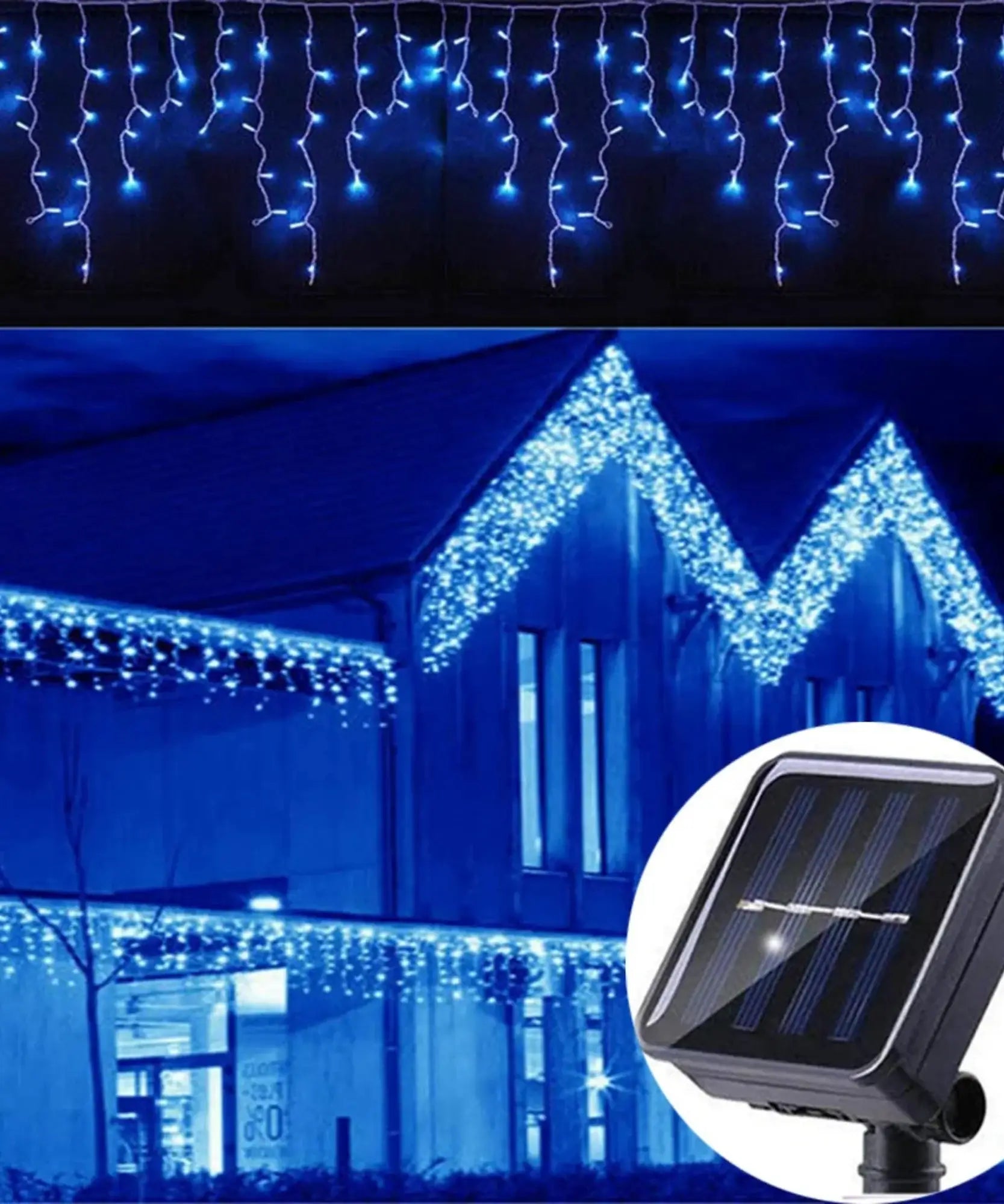 Comprar pisca pisca cascata LED solar 8 modos decoração natal externa resistente água barato promoção frete grátis