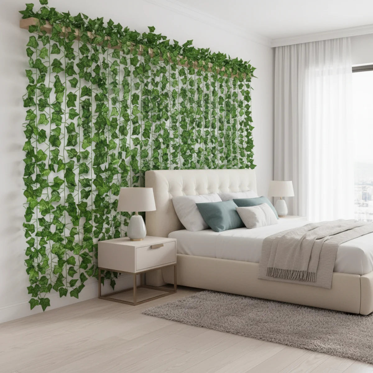 Comprar planta artificial trepadeira pendente realista decoração parede sala verde barato em promoção