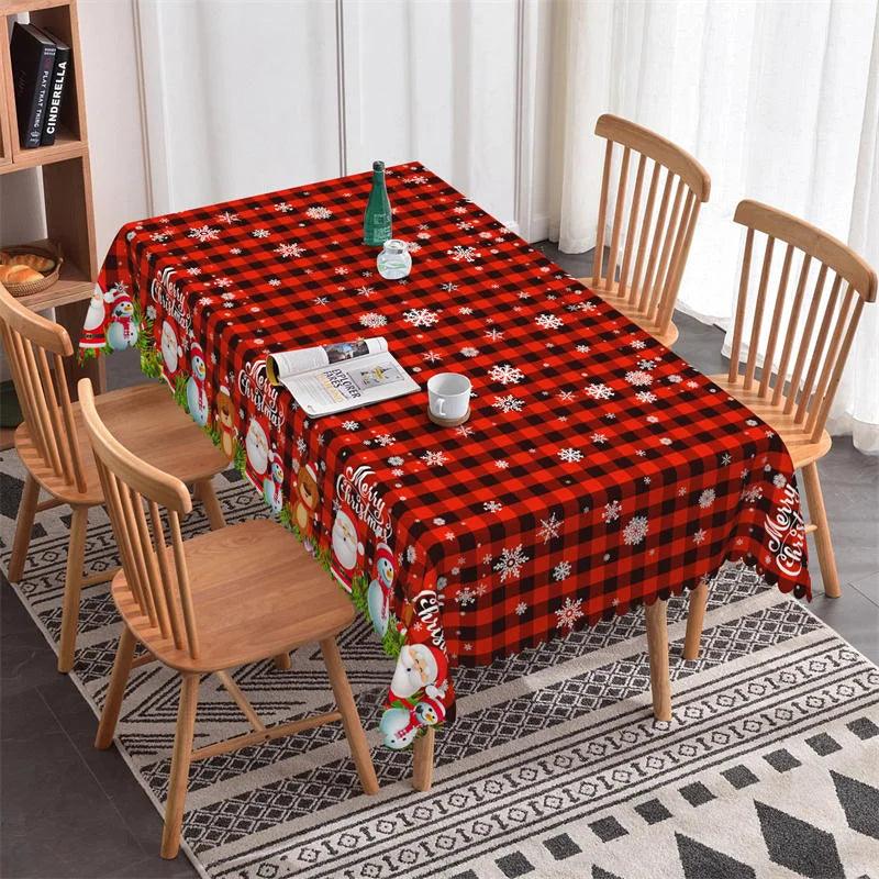 Toalha de Mesa de Natal em poliéster floral, cores "Feliz Natal", perfeita para uma decoração encantadora em casa, festas e eventos especiais