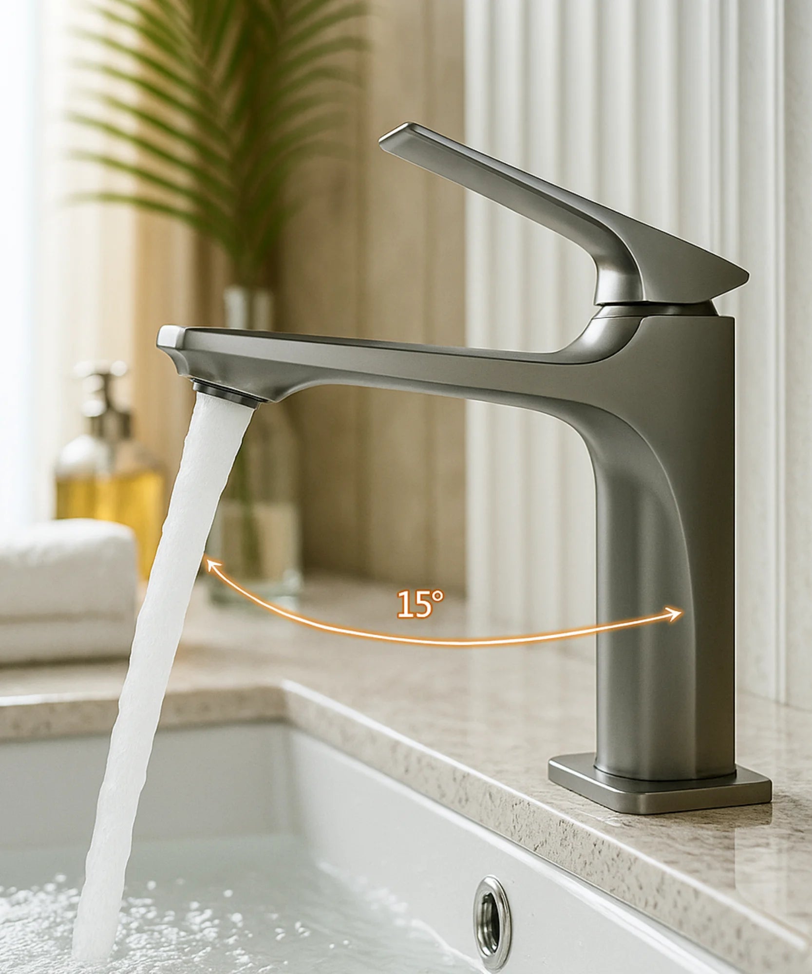 Comprar torneira monocomando para banheiro em metal escovado com arejador silencioso e design moderno para lavatório
