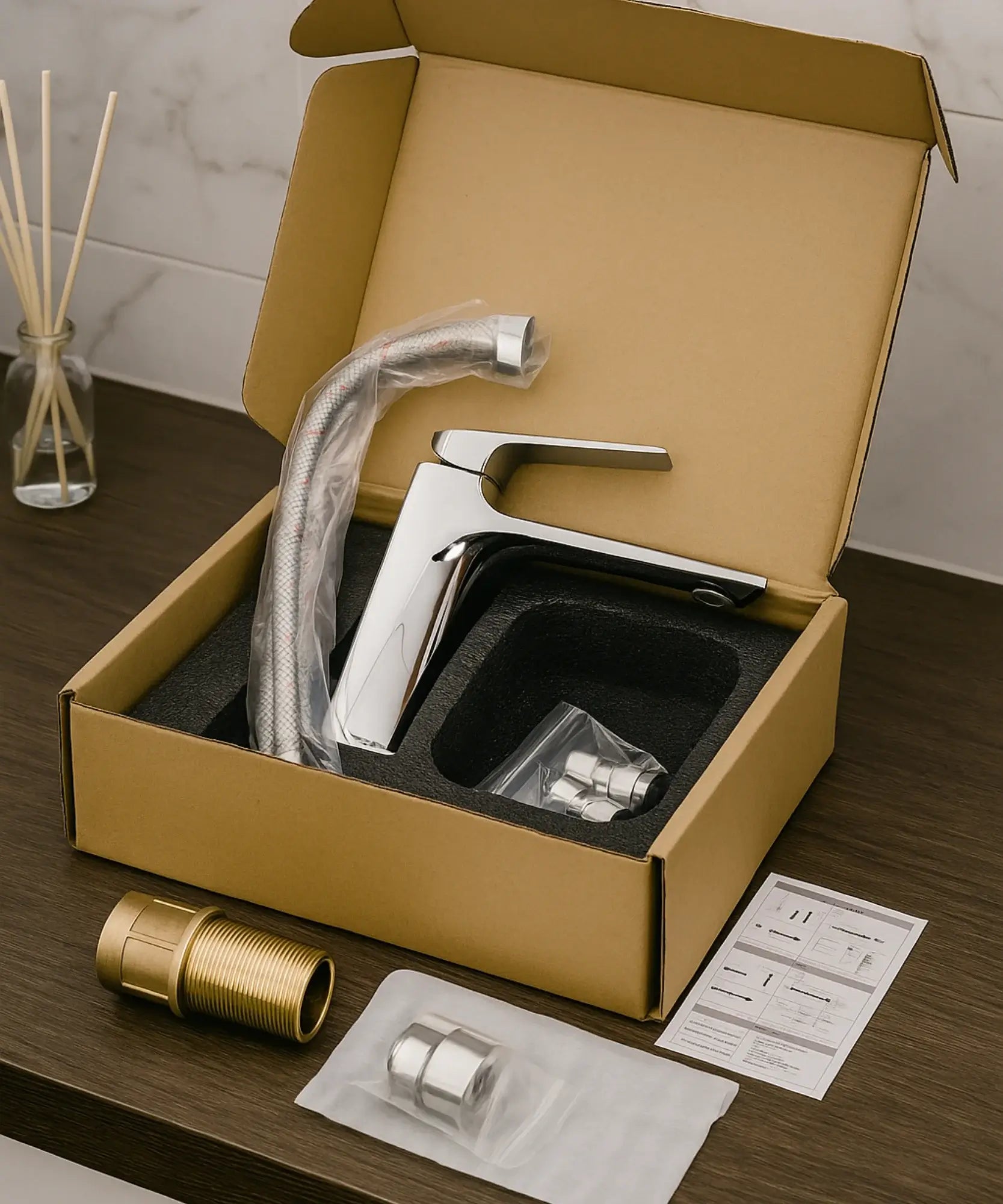 Comprar torneira monocomando para banheiro em metal escovado com arejador silencioso e design moderno para lavatório