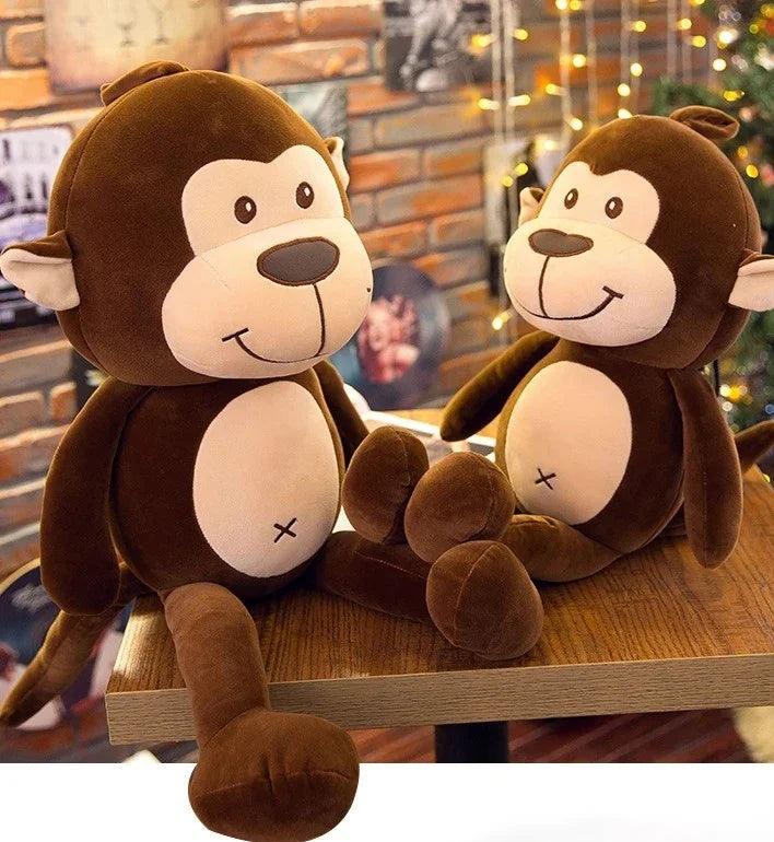 Urso de Pelúcia Fofo Macaquinho, toque macio e lavável. Ideal como travesseiro corporal e decoração. Perfeito para todas as idades